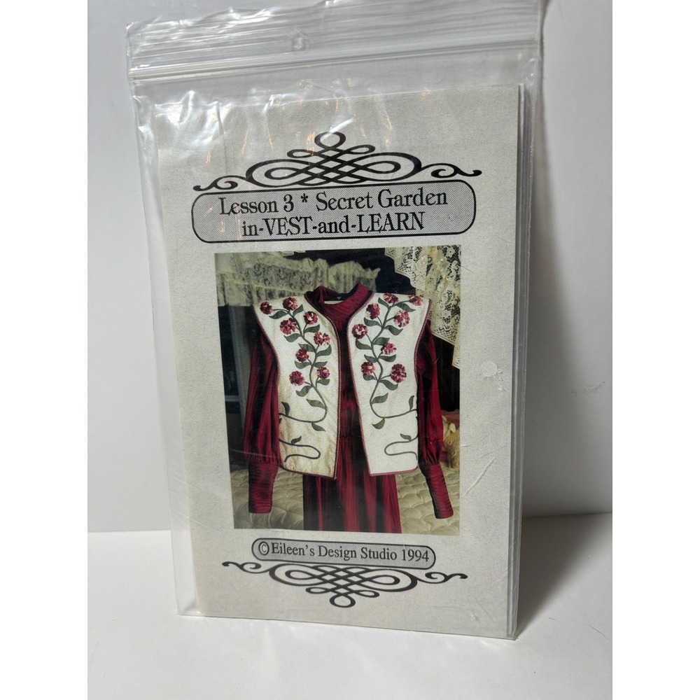 Vintage 1994 Eileen's Design Studio Secret Garden Vest Sewing Pattern Lesson 3
